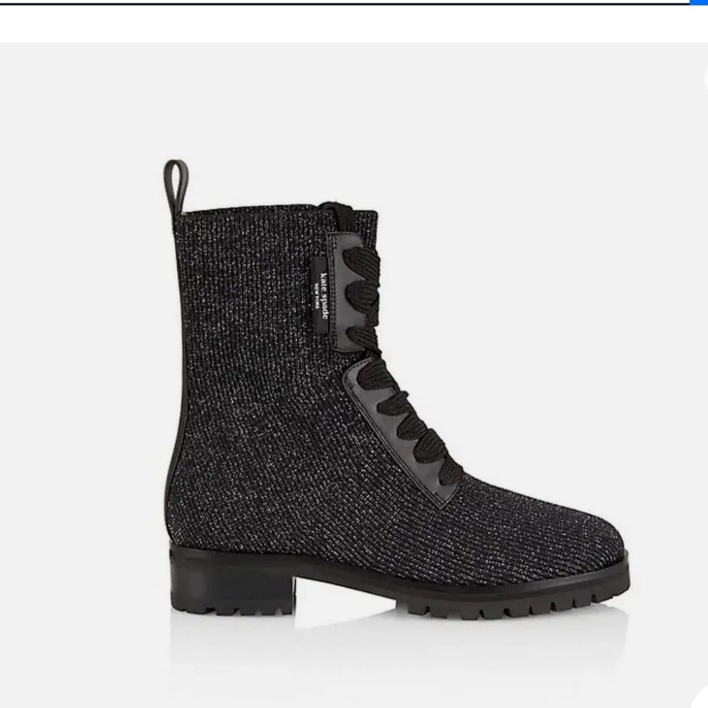 LIKE NEW Kate spade shimmery rib knit lug sole combat boots